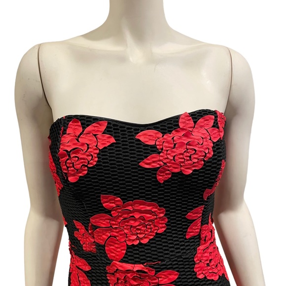Mystic Floral Rose Appliqué Mesh Bodycon Dress - Picture 4 of 14